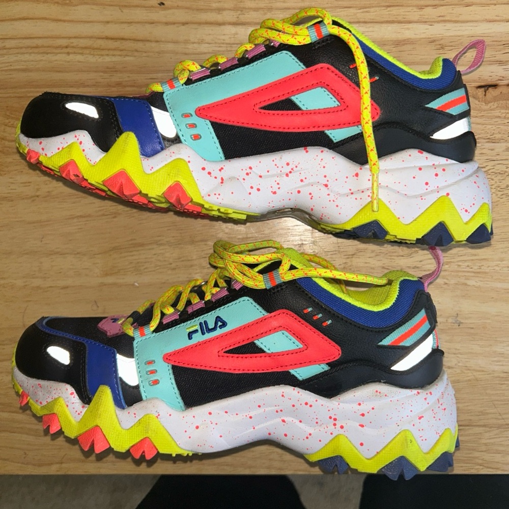 Fila Black and Neon Multicolor Sneakers